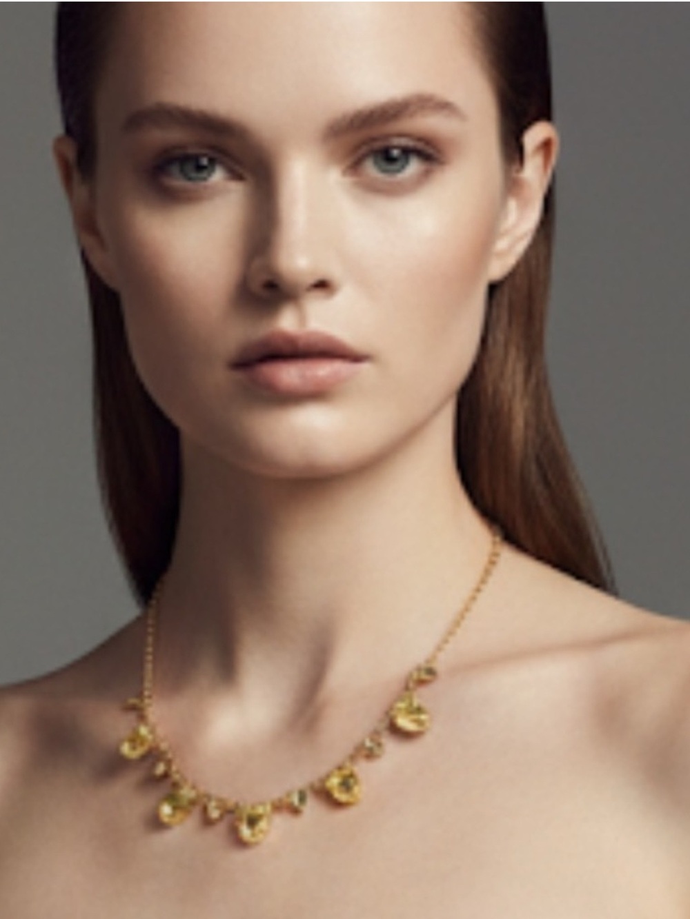 New authentic Nordstrom gold necklace with faux lemon quartz drop-shaped stones